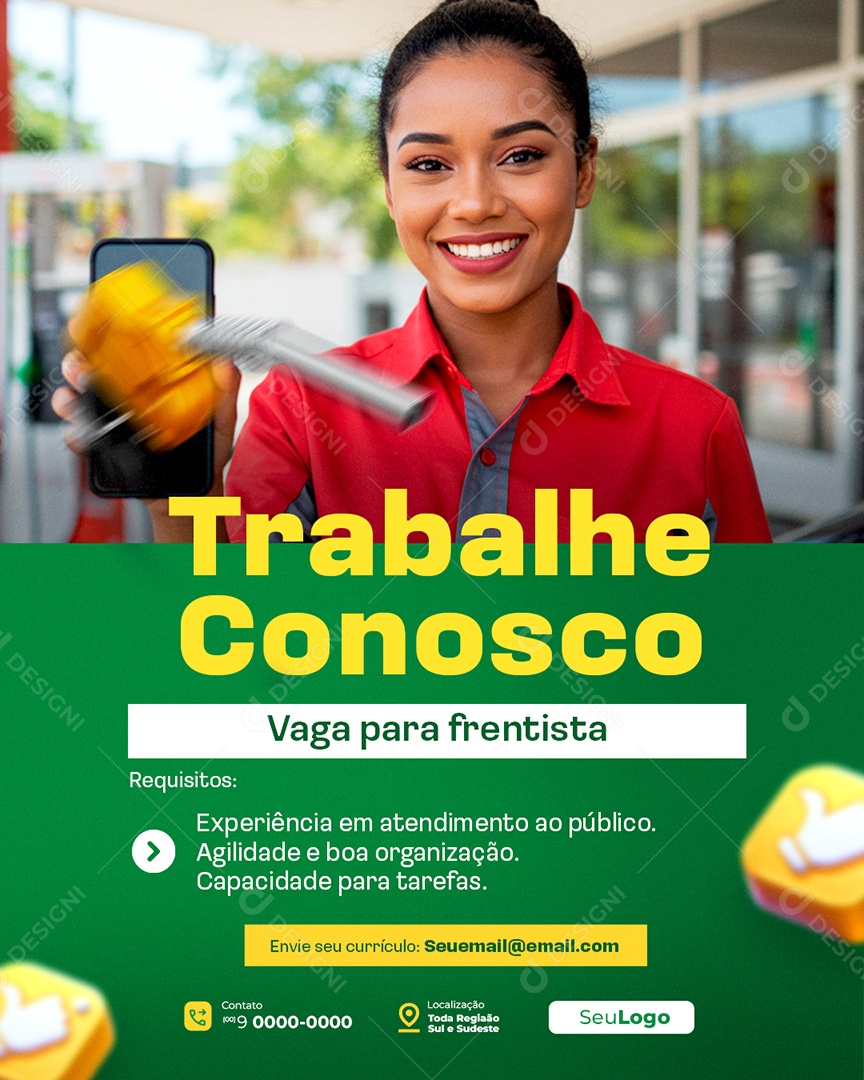 Posto de Gasolina Trabalhe Conosco Social Media PSD Editável