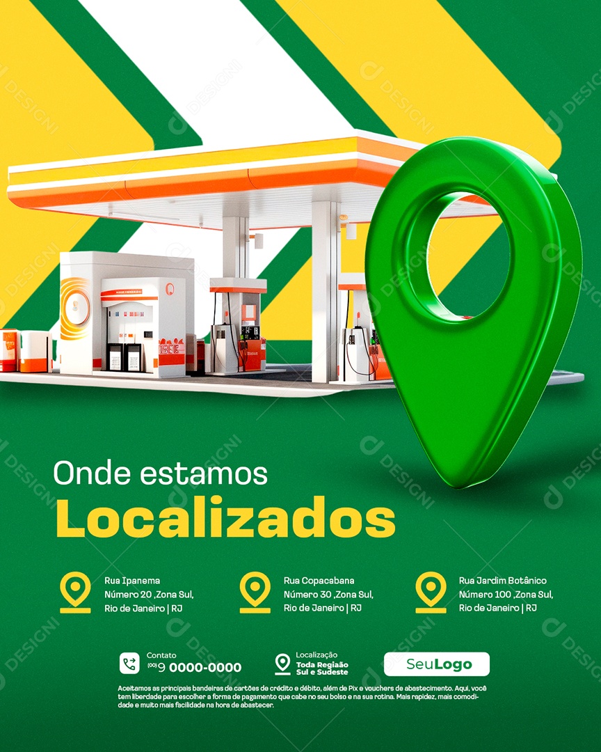 Posto de Gasolina Onde Estamos Localizados Social Media PSD Editável