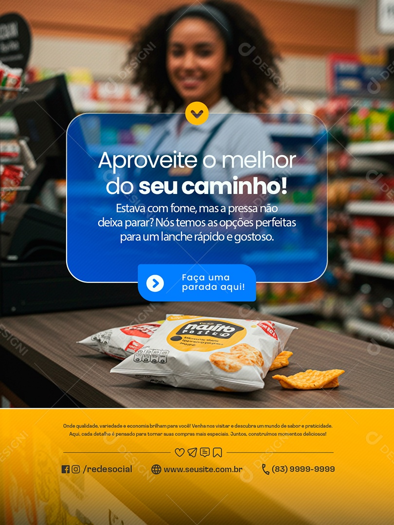 Conveniência Aproveite o Melhor do Seu Caminho Social Media PSD Editável