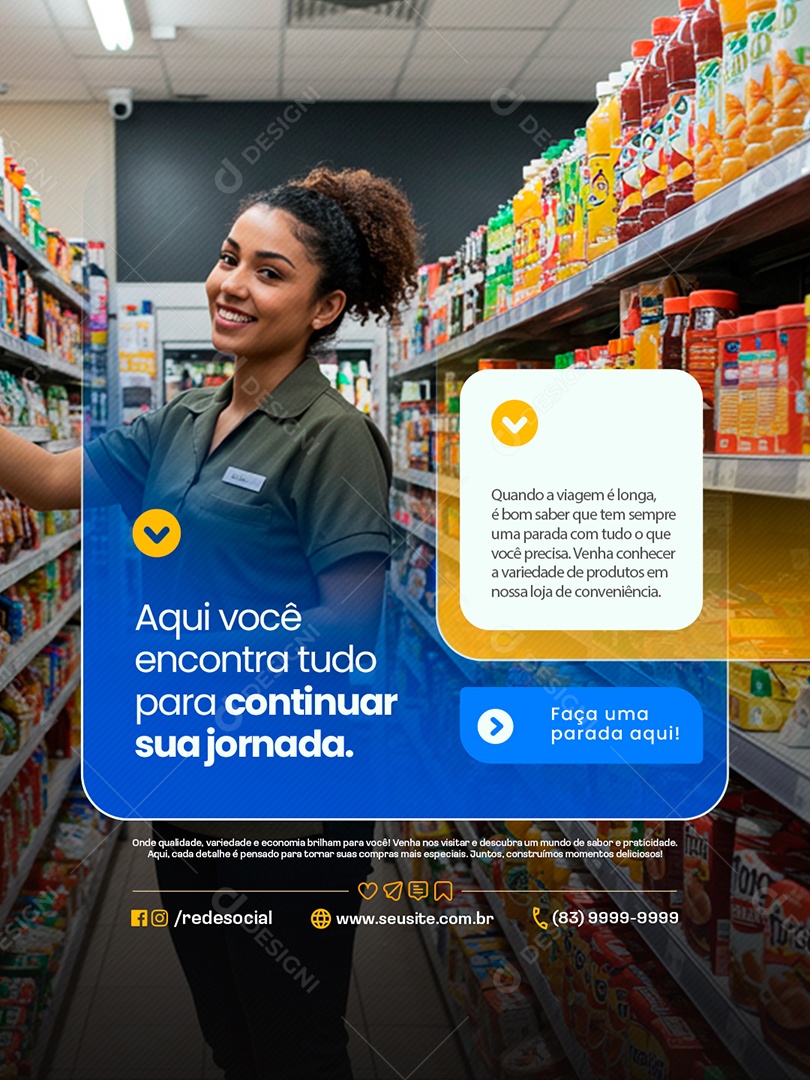 Conveniência Aqui Você Encontra Social Media PSD Editável