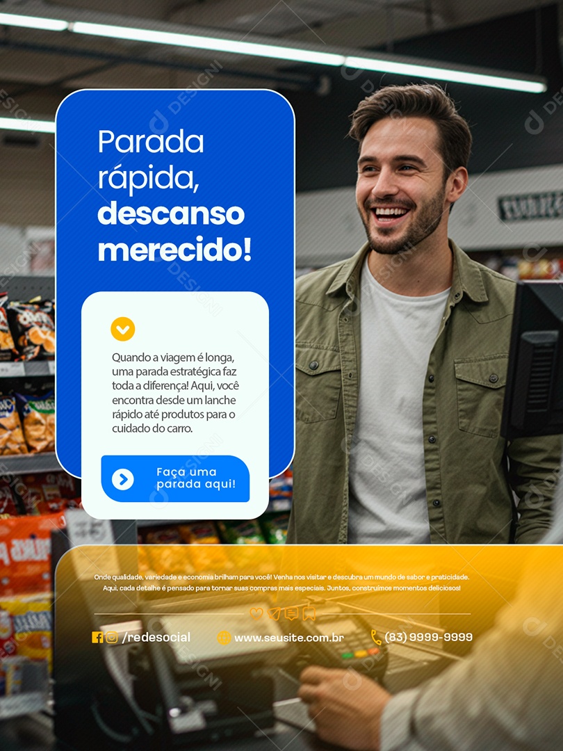 Conveniência Parada Rápida Descanso Merecido Social Media PSD Editável