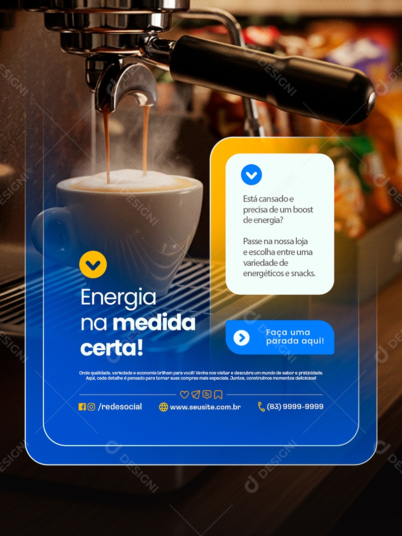 Conveniência Energia na Medida Certa Social Media PSD Editável