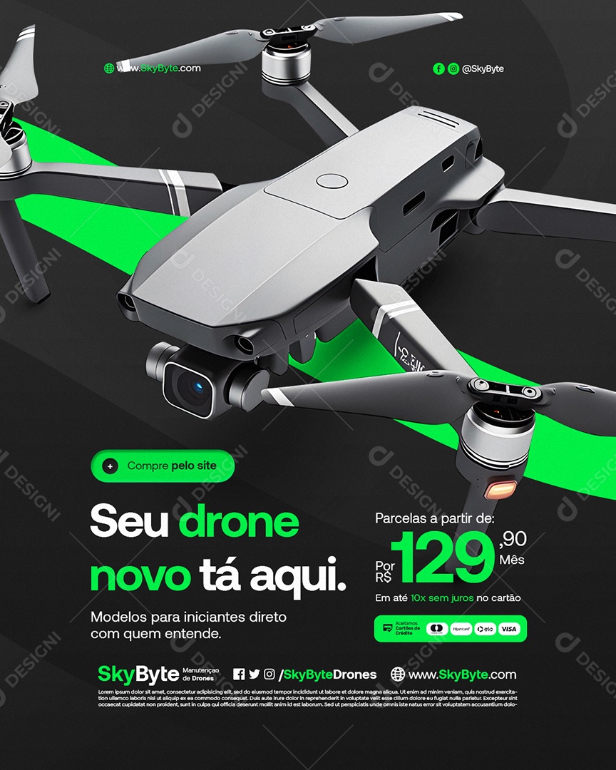 Manutenção e Venda Seu Drone Novo Tá Aqui Social Media PSD Editável