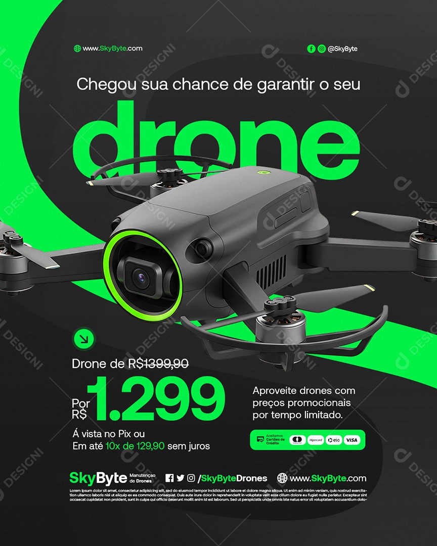 Manutenção e Venda de Drones Chegou sua Chance de Garantir seu Drone Social Media PSD Editável