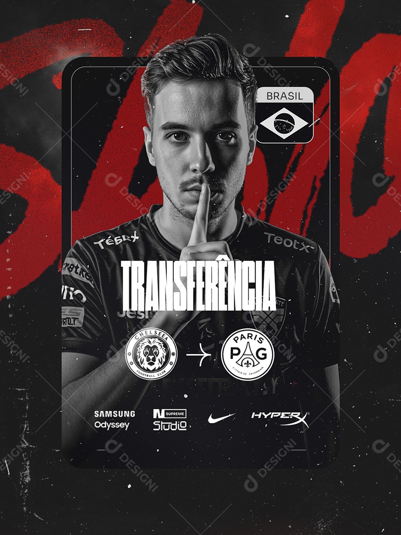 Transferência Jogador Chelsea para Paris Social Media PSD Editável
