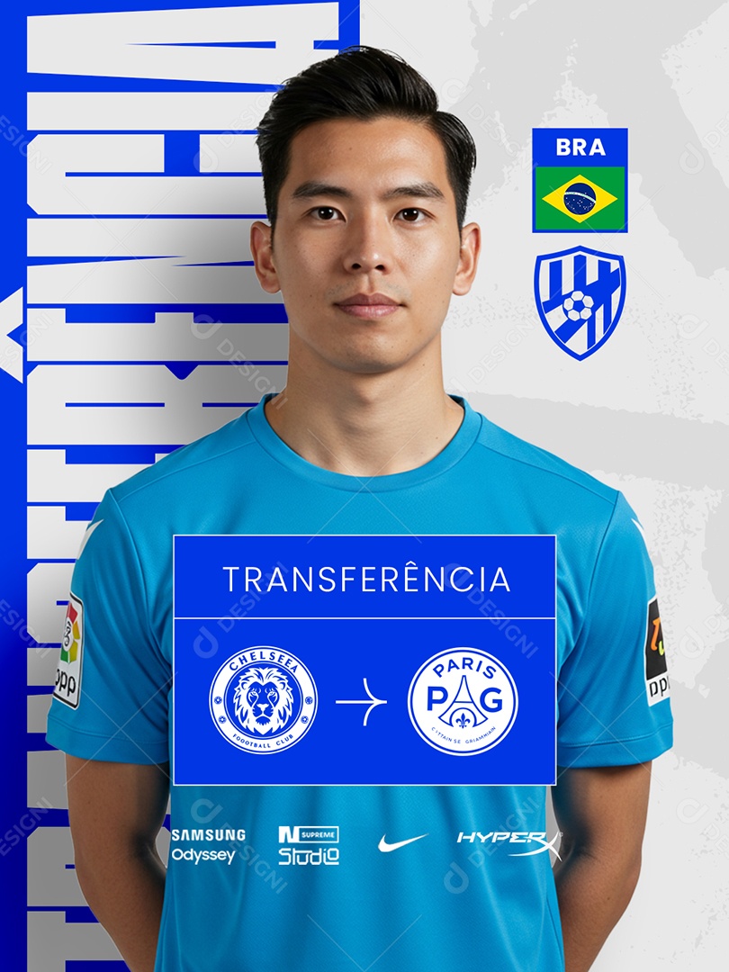 Transferência Jogador Chelsea para Paris Social Media PSD Editável