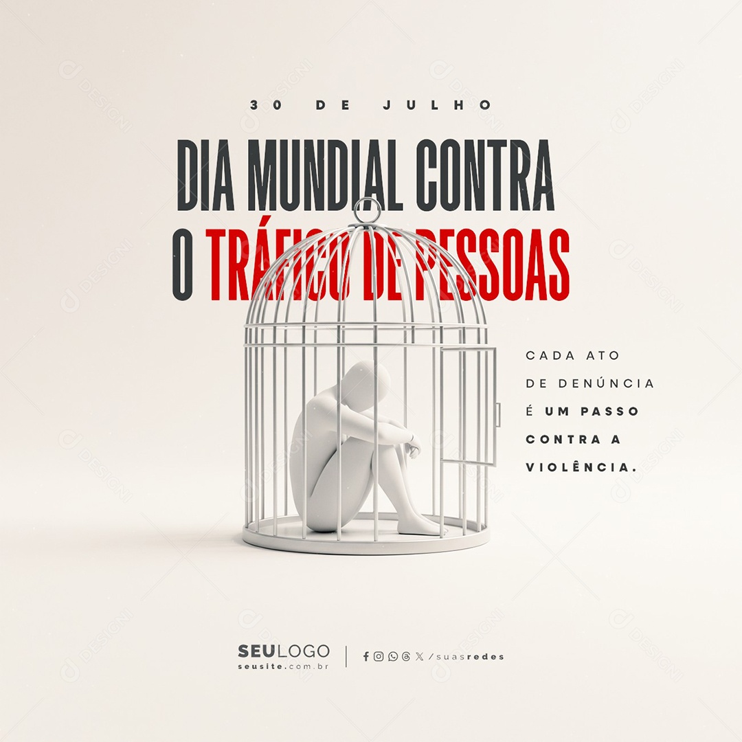 Dia Mundial Contra o Tráfico de Pessoas 30 de Julho Social Media PSD Editável