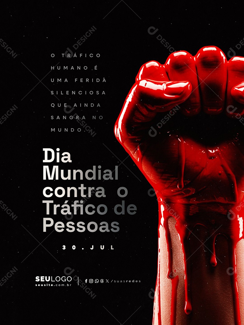 Dia Mundial Contra o Tráfico de Pessoas 30 de Julho Social Media PSD Editável