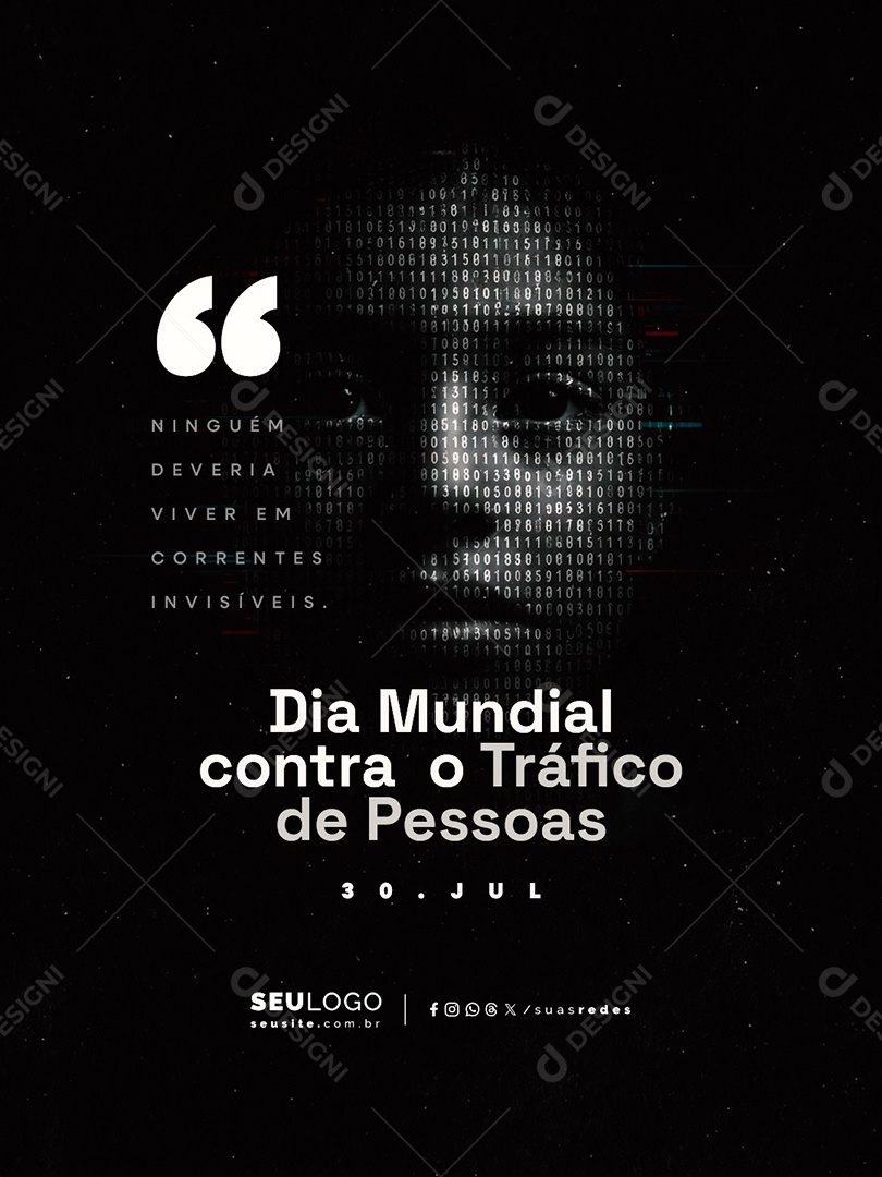 Dia Mundial Contra o Tráfico de Pessoas 30 de Julho Social Media PSD Editável