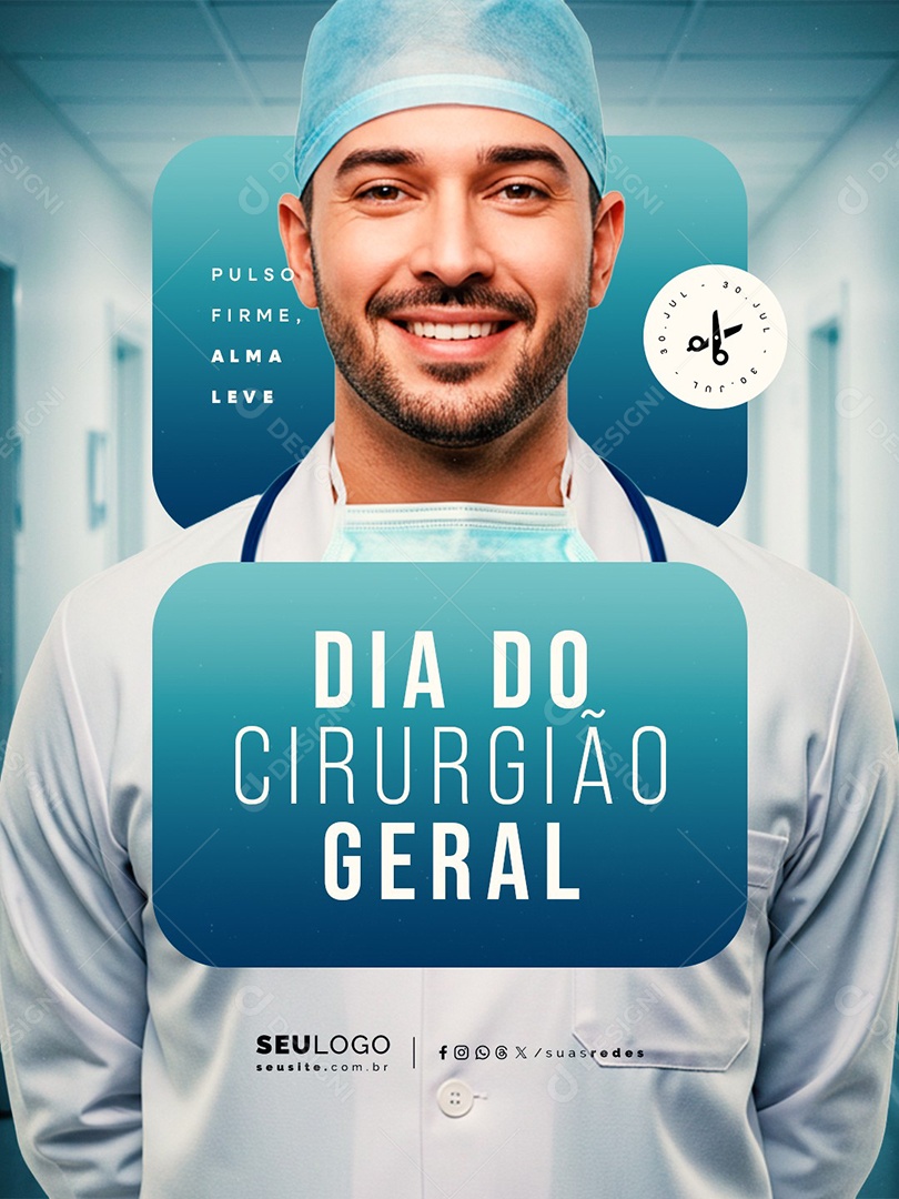 Dia do Cirurgião Geral 30 de Julho Social Media PSD Editável