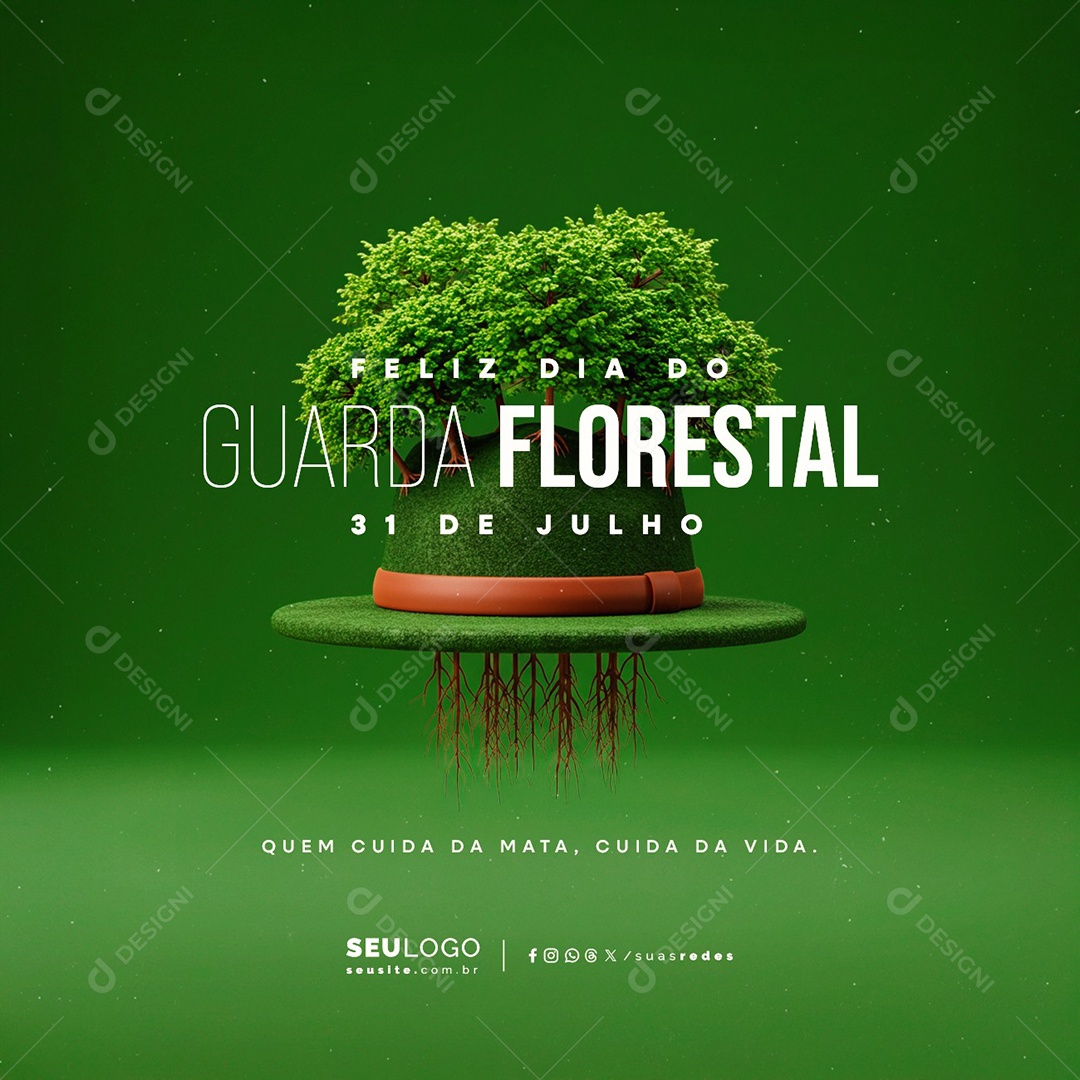Feliz Dia do Guarda Florestal 31 de Julho Quem Cuida da Mata Social Media PSD Editável