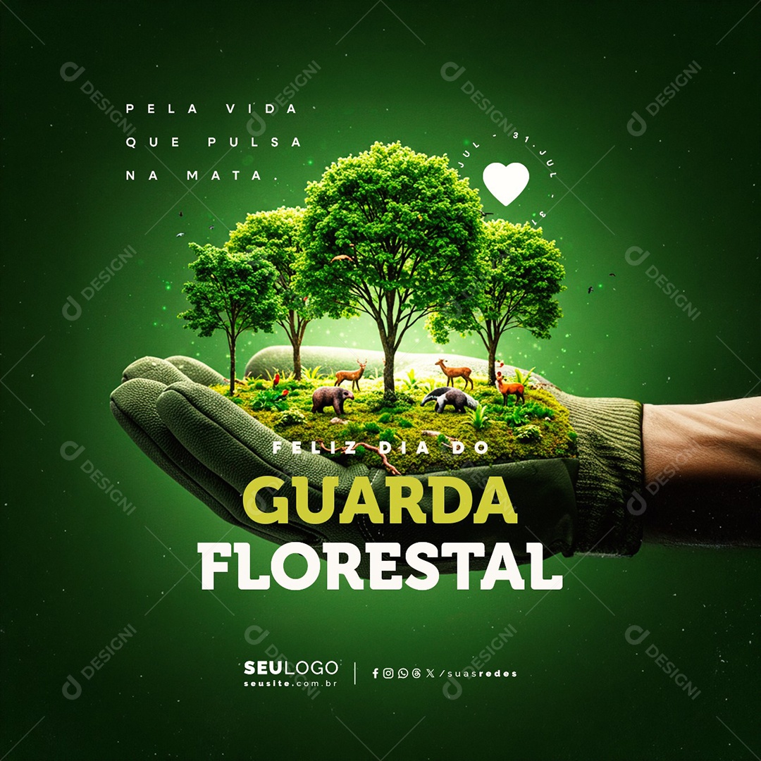 Feliz Dia do Guarda Florestal 31 de Julho Social Media PSD Editável