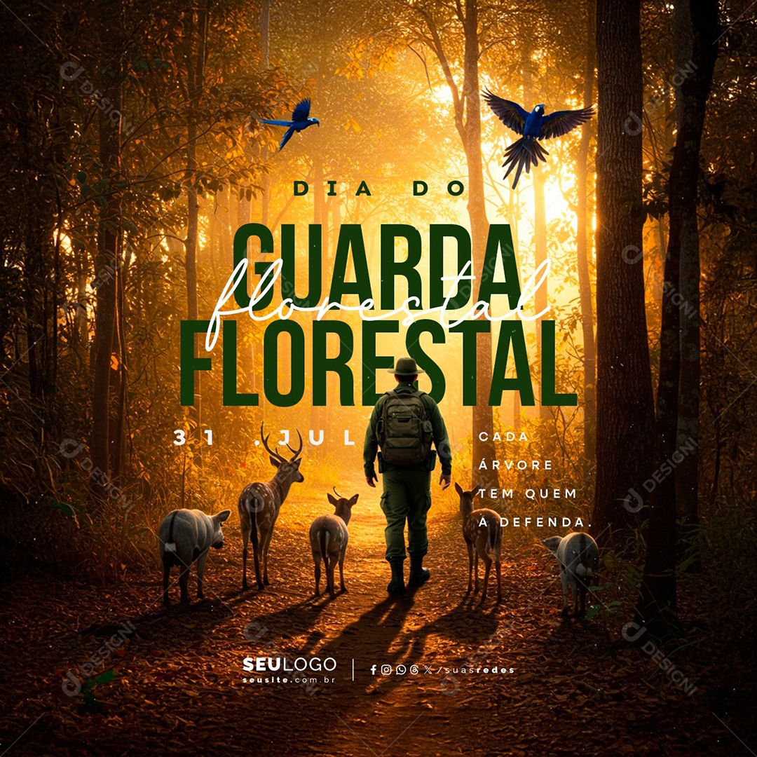 Dia do Guarda Florestal 31 de Julho Cada Árvore Tem Quem a Defenda Social Media PSD Editável