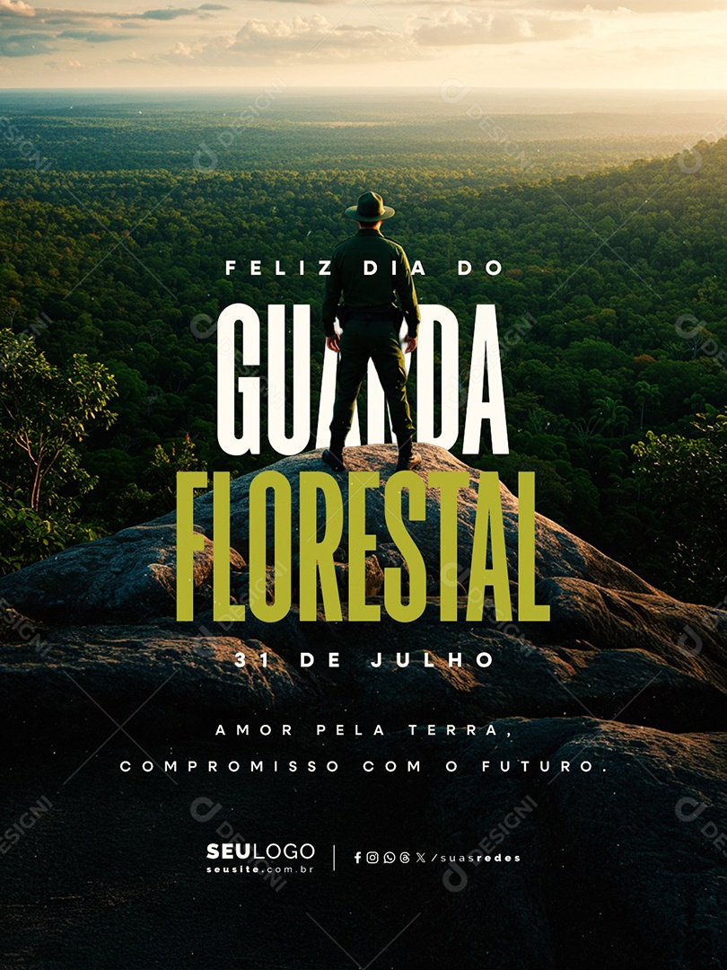 Feliz Dia do Guarda Florestal 31 de Julho Social Media PSD Editável
