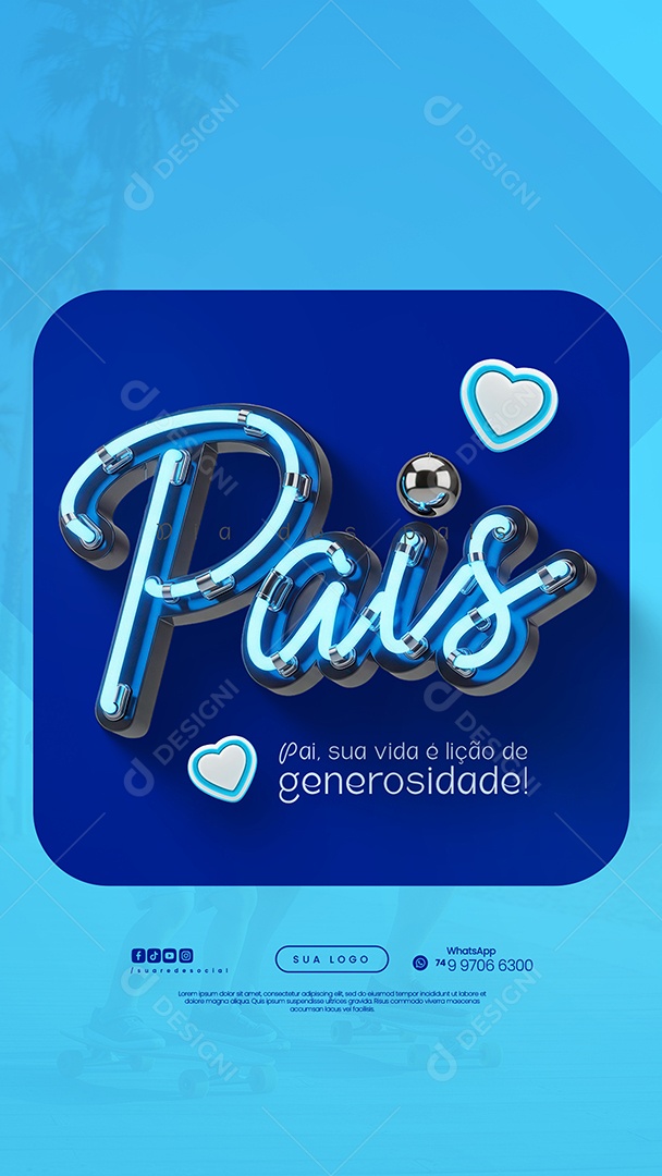 Story Dia dos Pais 10 de Agosto Igreja Social Media PSD Editável