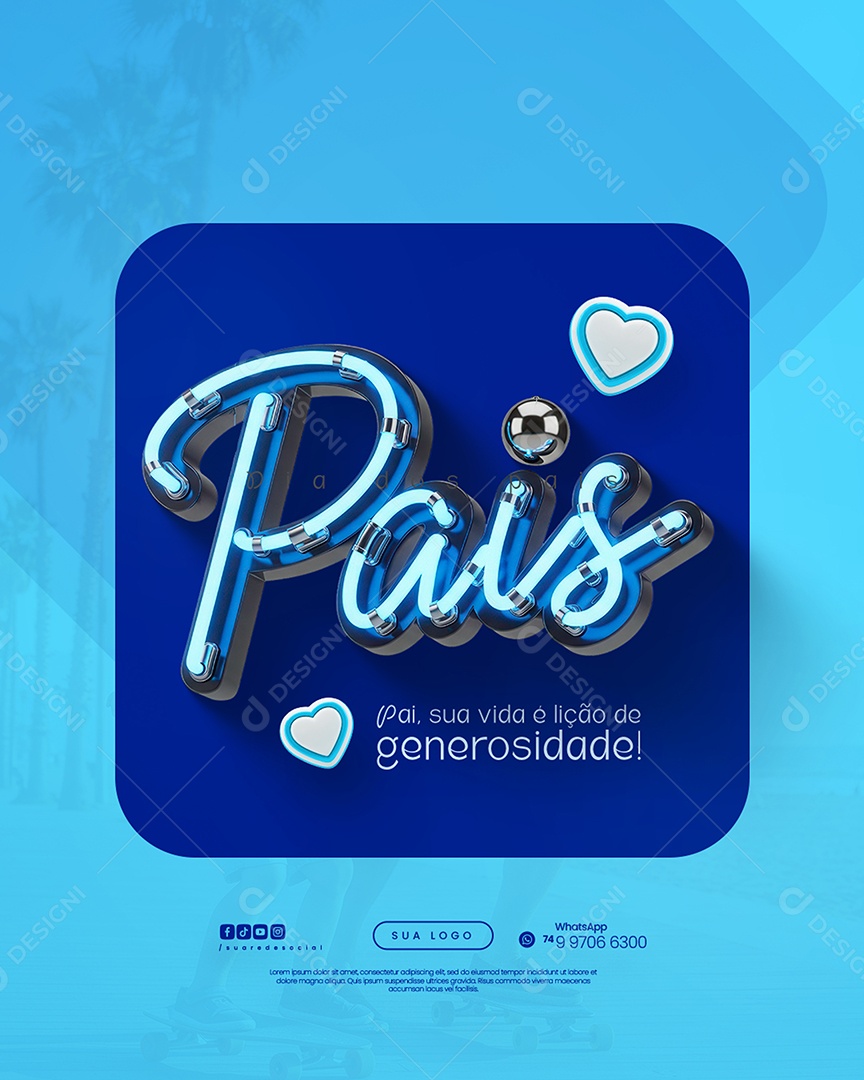 Dia dos Pais 10 de Agosto Igreja Social Media PSD Editável