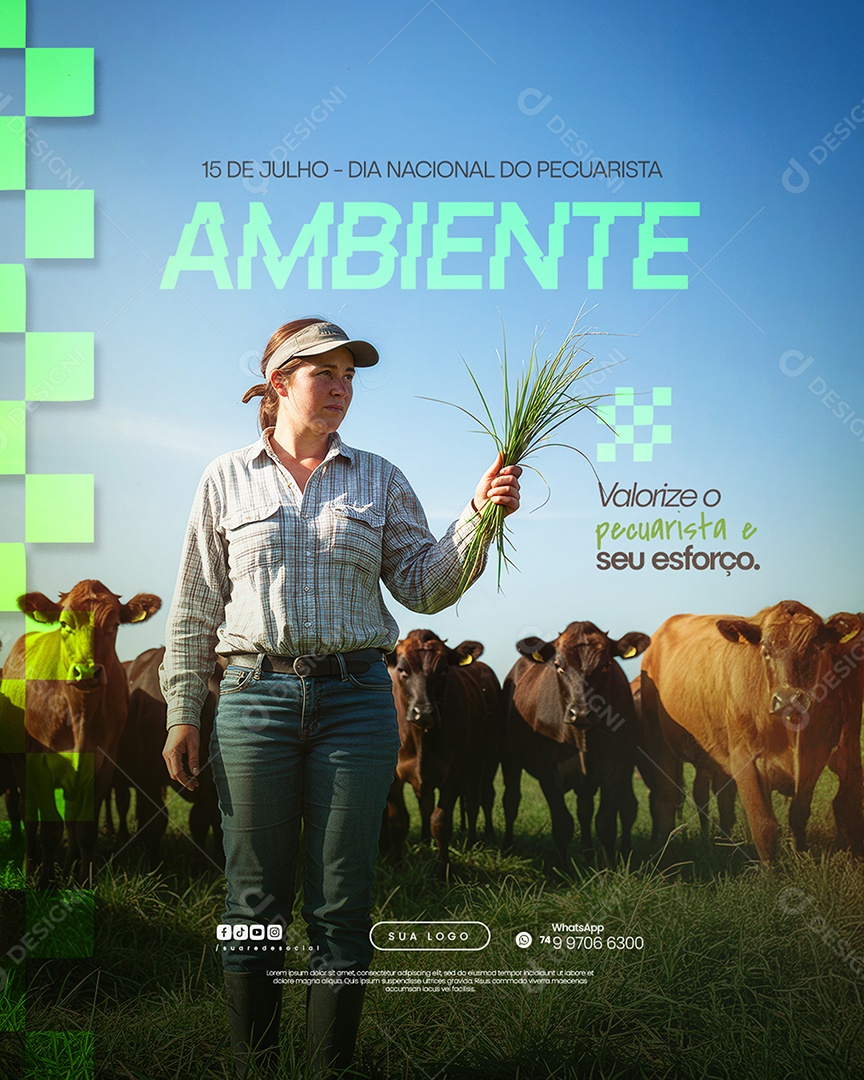 Dia Nacional do Pecuarista 15 de Julho Social Media PSD Editável