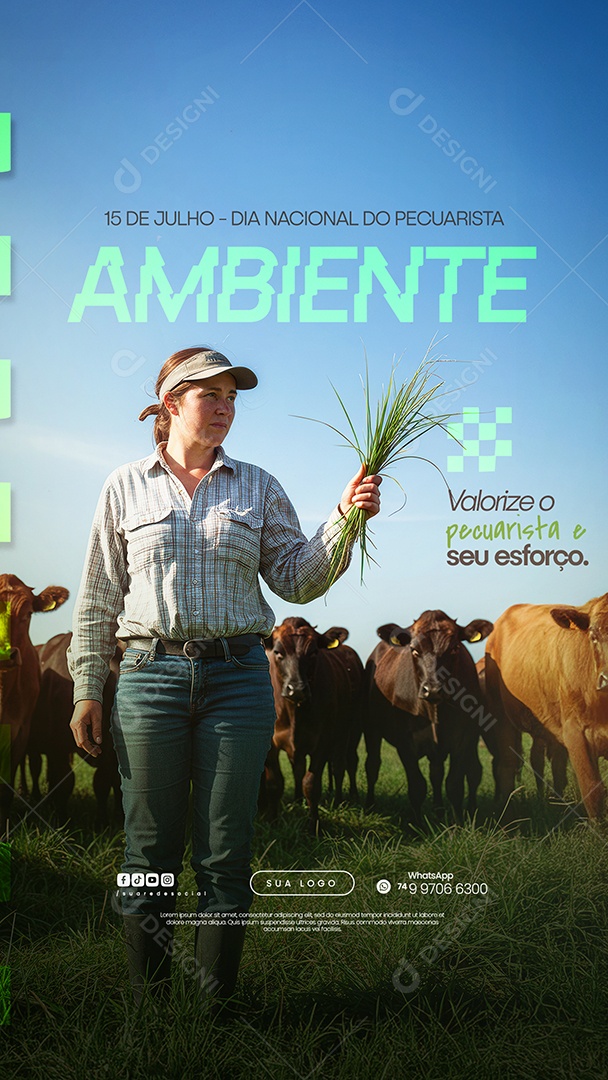 Story Dia Nacional do Pecuarista 15 de Julho Social Media PSD Editável