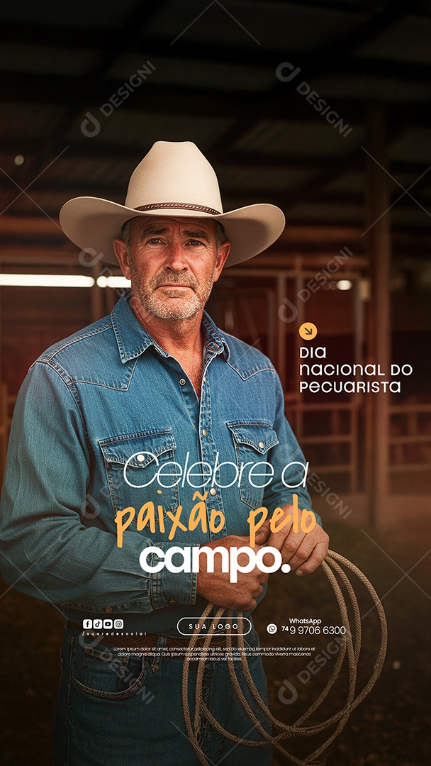 Story Dia Nacional do Pecuarista 15 de Julho Social Media PSD Editável