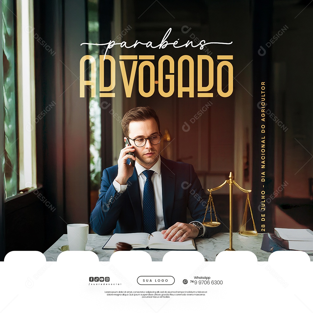 Dia do Advogado 11 de Agosto Social Media PSD Editável