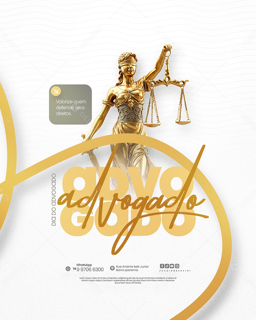 Dia do Advogado 11 de Agosto Social Media PSD Editável