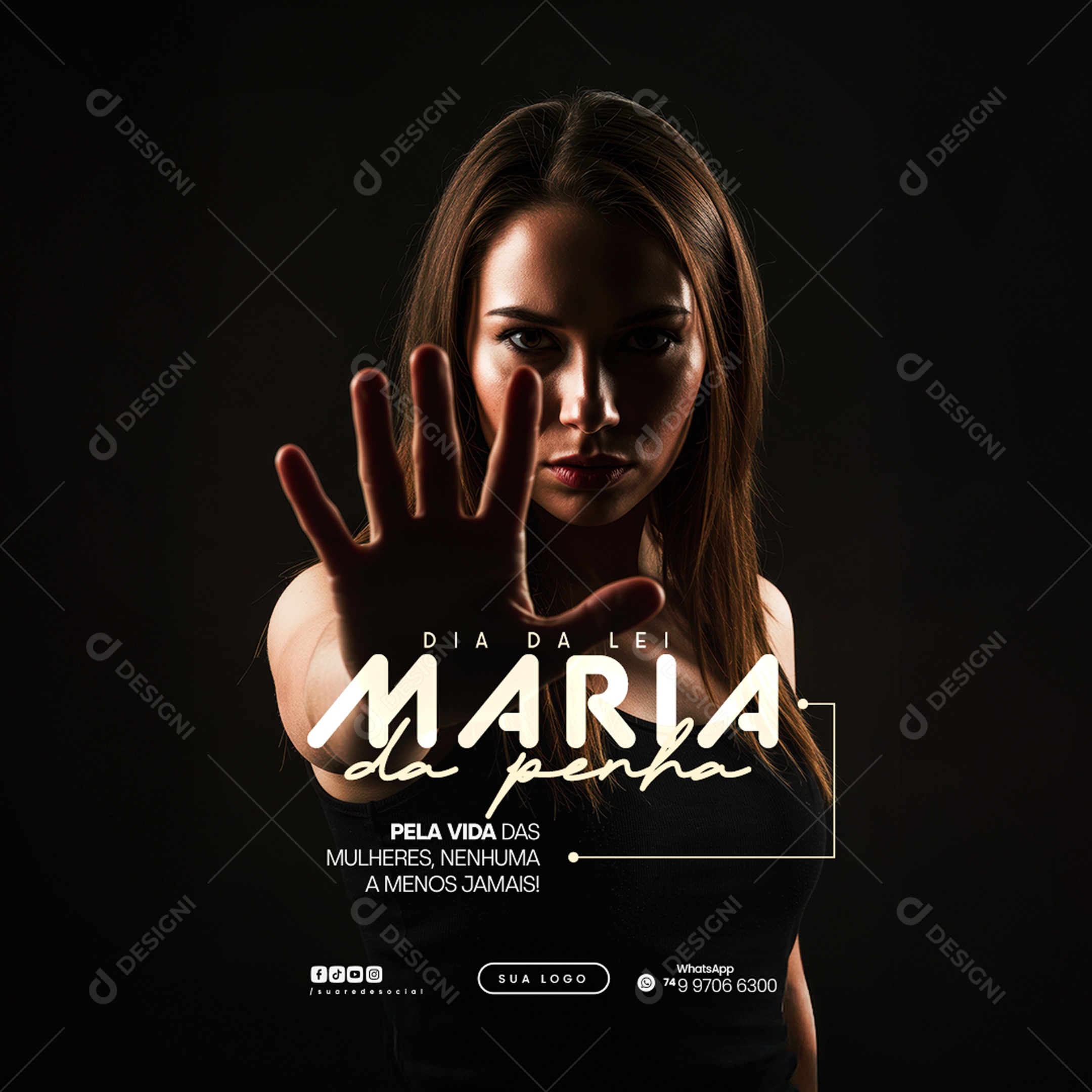 Dia da Lei Maria da Penha 07 de Agosto Social Media PSD Editável