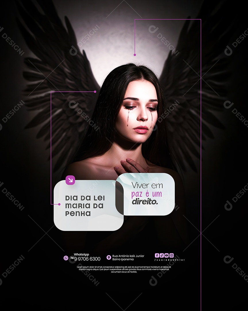 Dia da Lei Maria da Penha 07 de Agosto Social Media PSD Editável