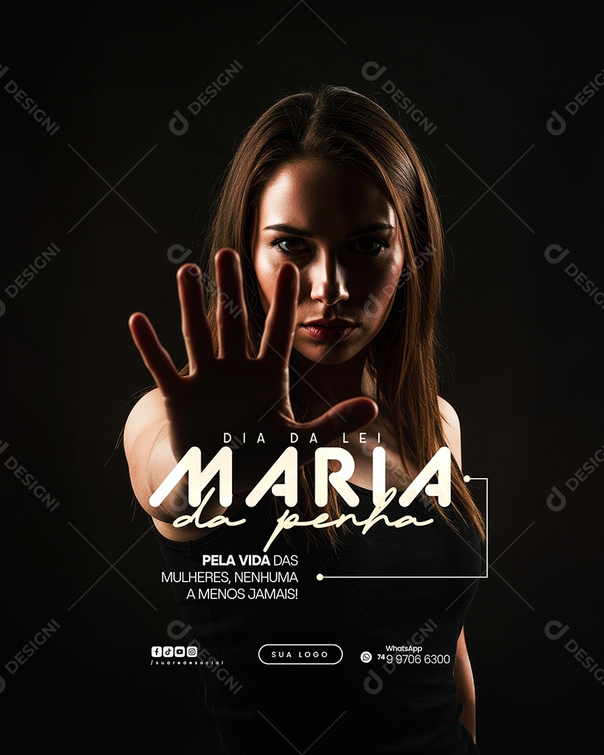 Dia da Lei Maria da Penha 07 de Agosto Social Media PSD Editável