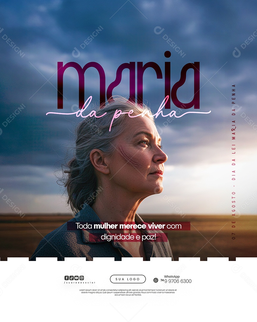 Dia da Lei Maria da Penha 07 de Agosto Social Media PSD Editável