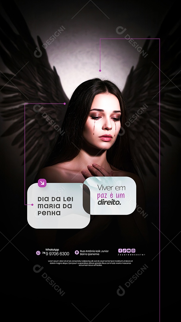Story Dia da Lei Maria da Penha 07 de Agosto 1Social Media PSD Editável
