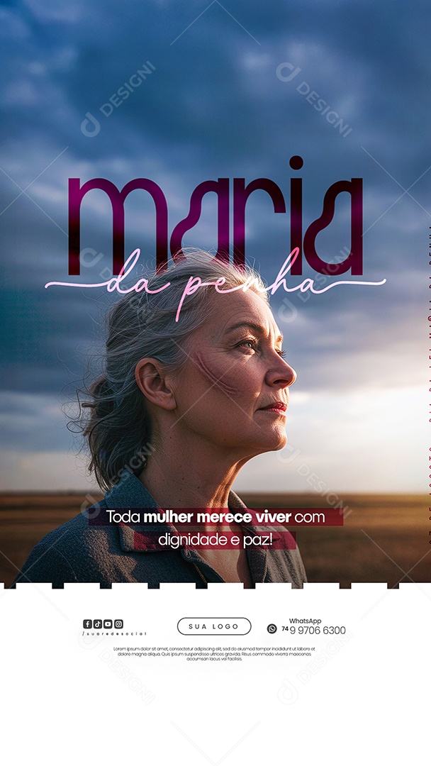 Story Dia da Lei Maria da Penha 07 de Agosto Social Media PSD Editável