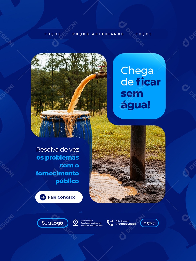 Poço Artesiano Chega de Ficar sem Água Social Media PSD Editável