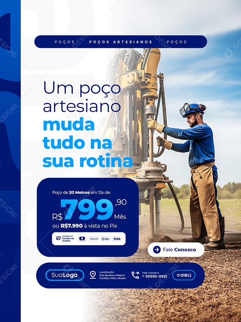 Um Poço Artesiano Muda Tudo na Sua Rotina Social Media PSD Editável