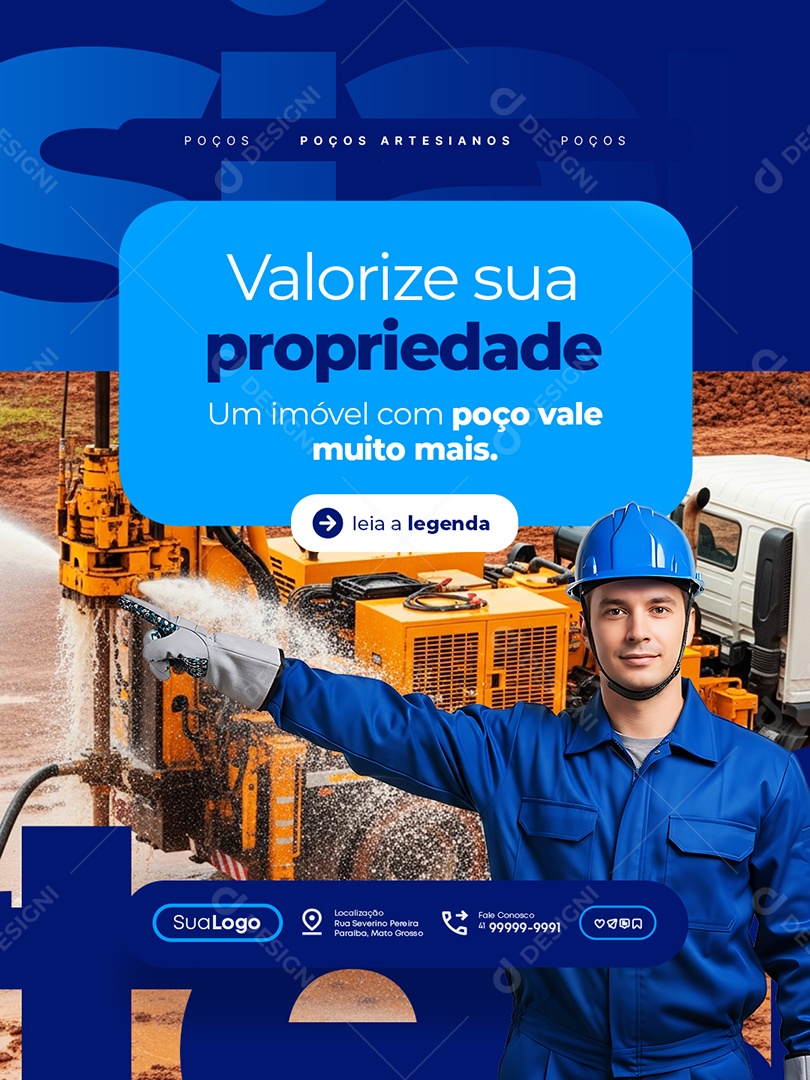 Poço Artesiano Valorize sua Prioridade Social Media PSD Editável