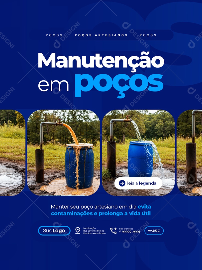 Poço Artesiano Manutenção em Poços Social Media PSD Editável