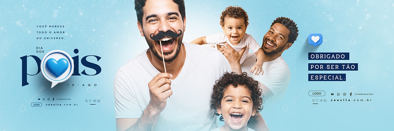 Carrossel Feliz Dia dos Pais 10 de Agosto Obrigado Social Media PSD Editável