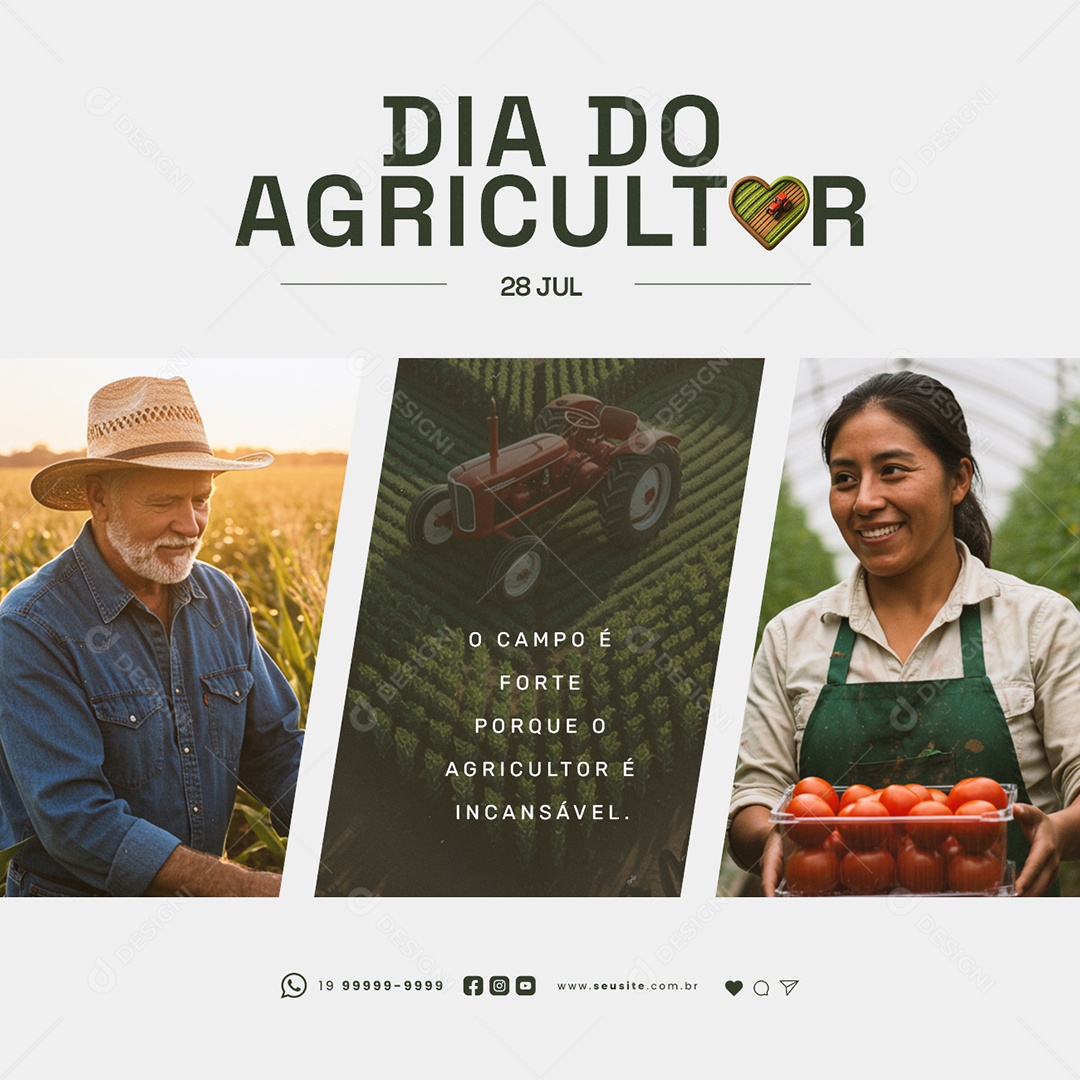Dia do Agricultor 28 de Julho O Campo é Forte Social Media PSD Editável