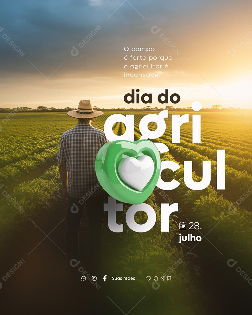 Dia do Agricultor 28 de Julho Social Media PSD Editável