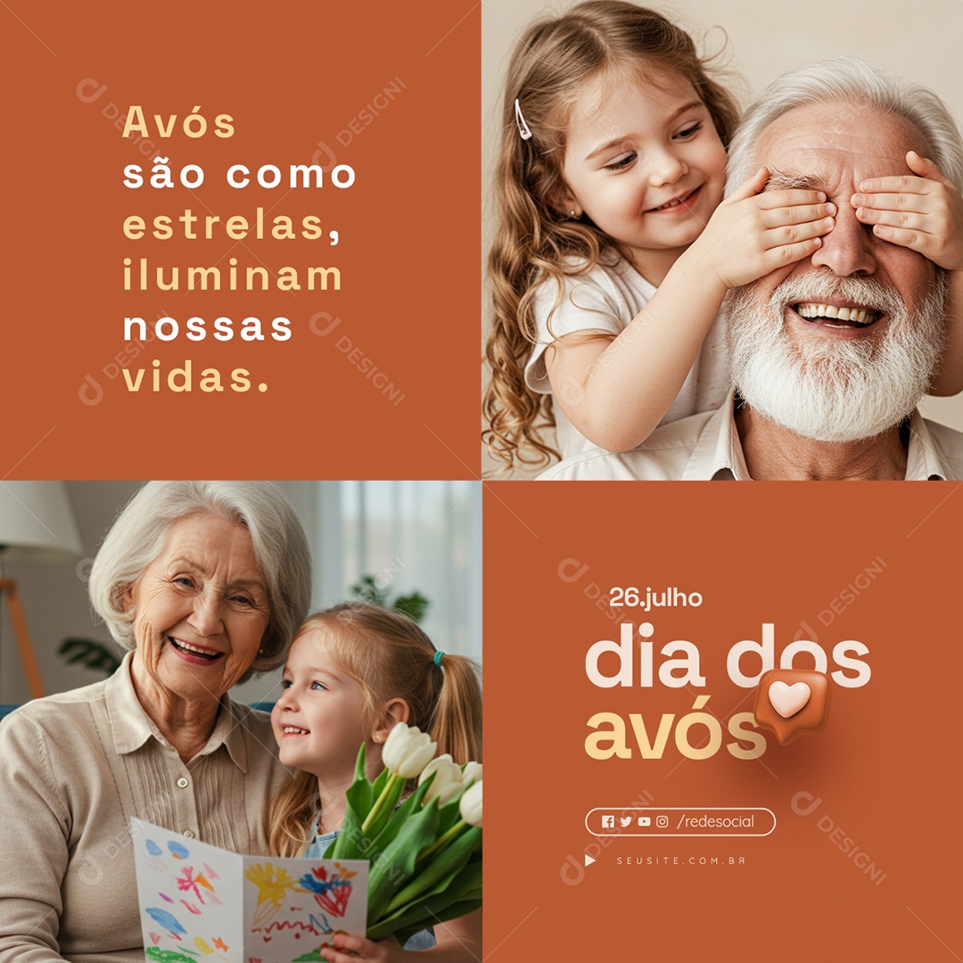 Dia dos Avós 26 de Julho São Como Estrelas Social Media PSD Editável