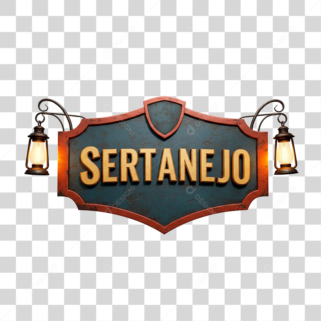 Selo 3D Sertanejo para Composição PNG Transparente