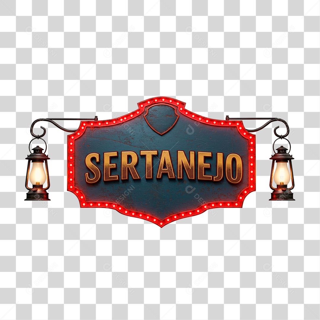 Selo 3D Sertanejo para Composição PNG Transparente