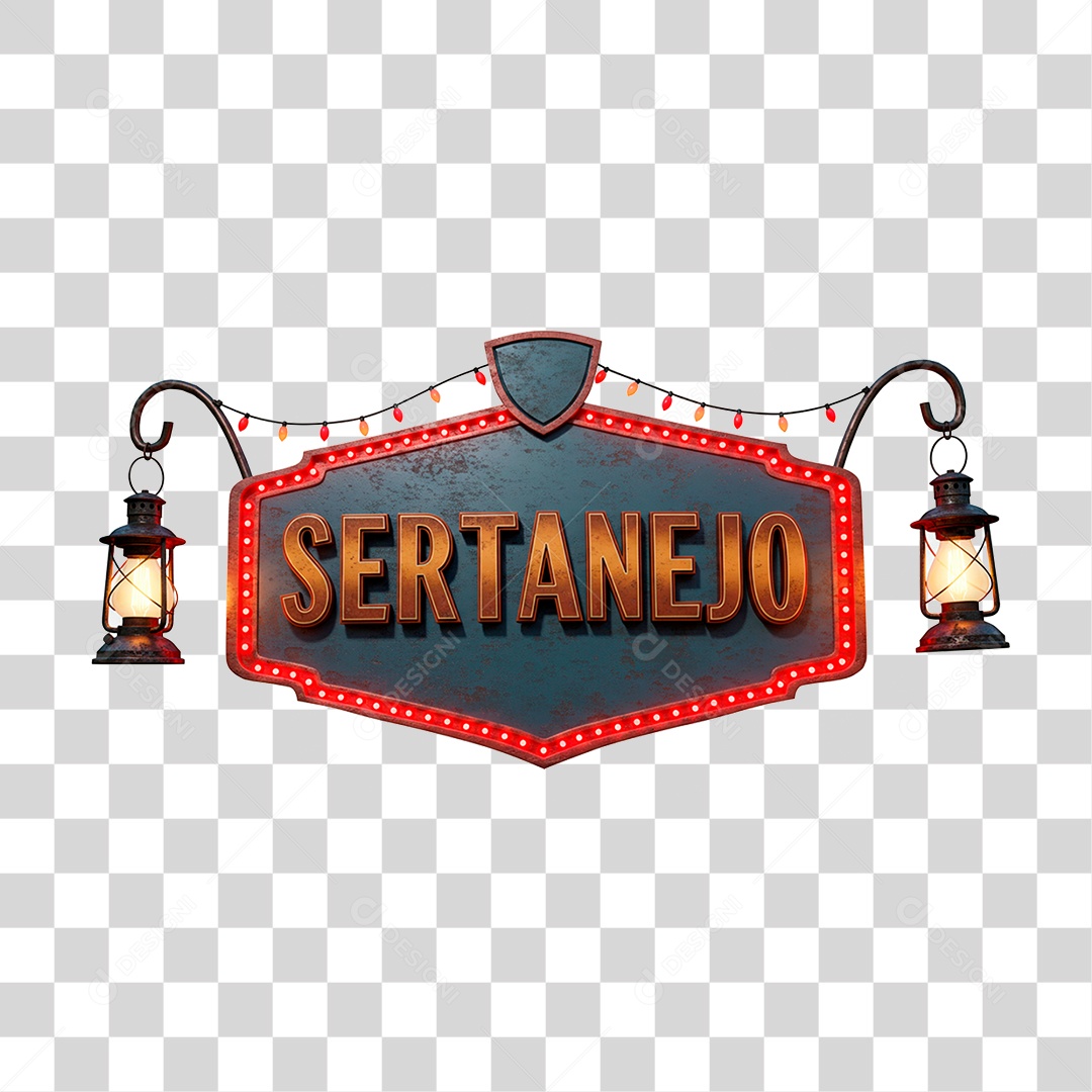 Selo 3D Sertanejo para Composição PNG Transparente