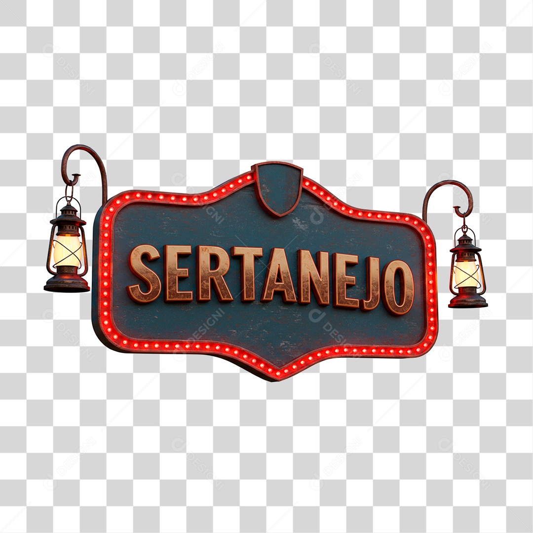 Selo 3D Sertanejo para Composição PNG Transparente