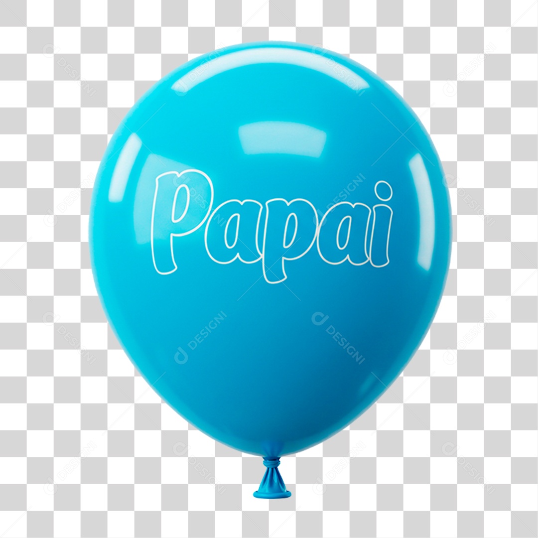 Elemento 3D Balão Azul Palavra Papai PNG Transparente