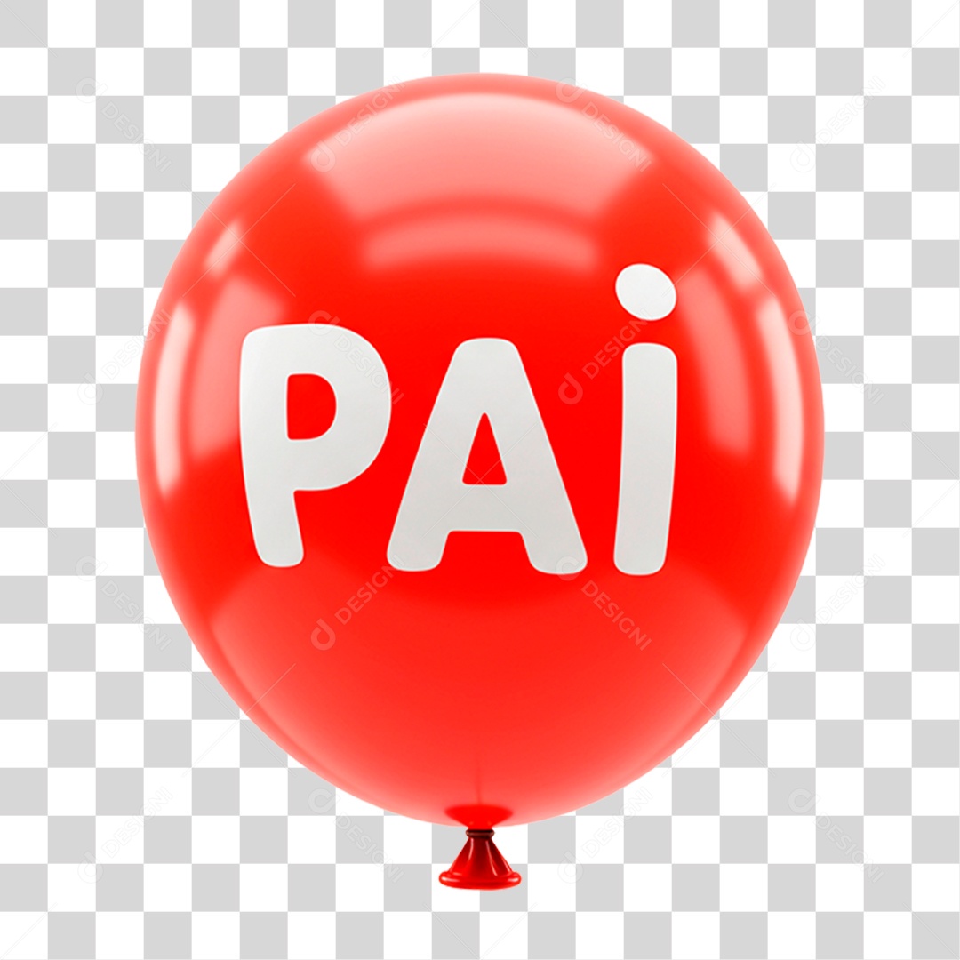 Elemento 3D Balão Vermelho Palavra Pai PNG Transparente