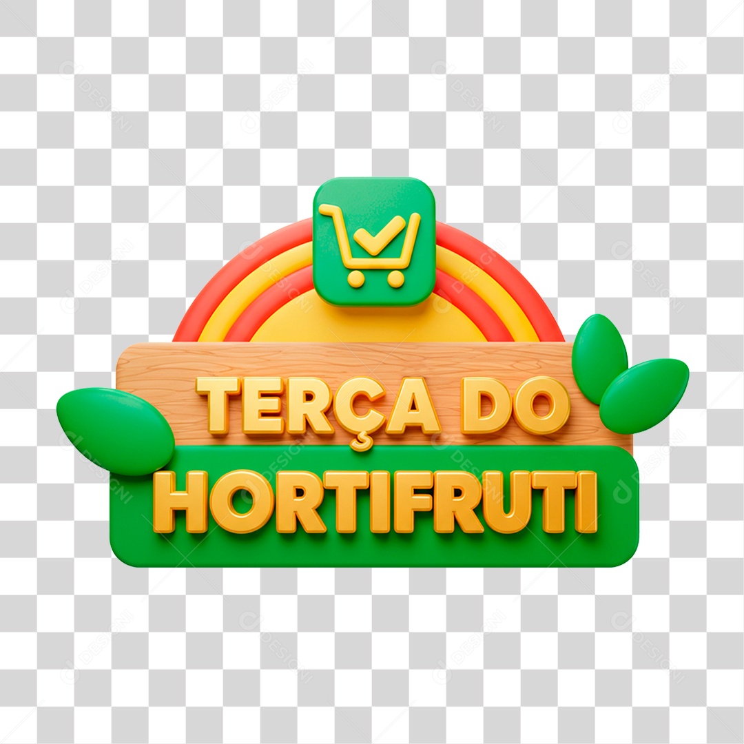 Selo 3D Terça do Hortifrúti PNG Transparente