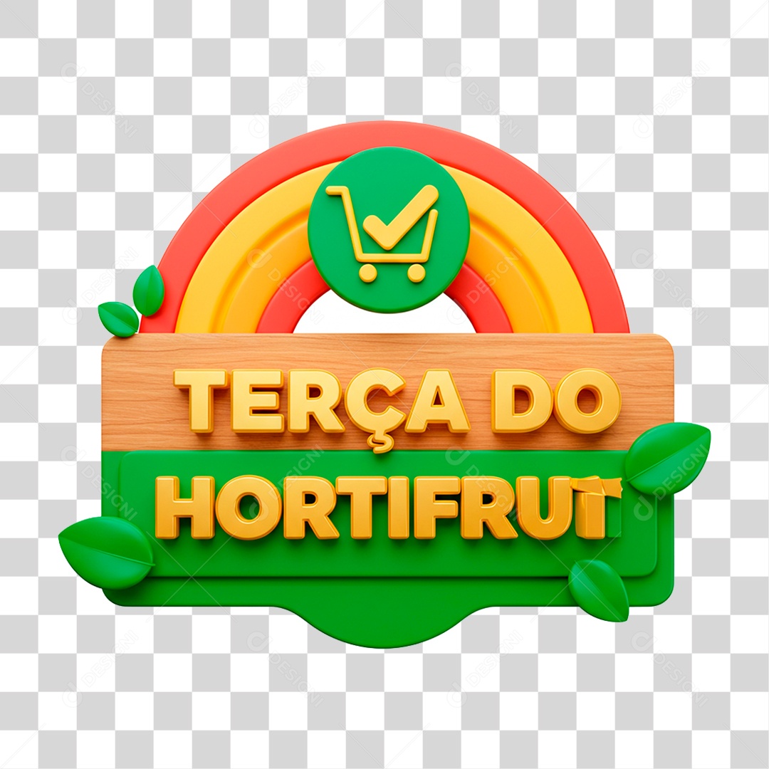 Selo 3D Terça do Hortifrúti PNG Transparente
