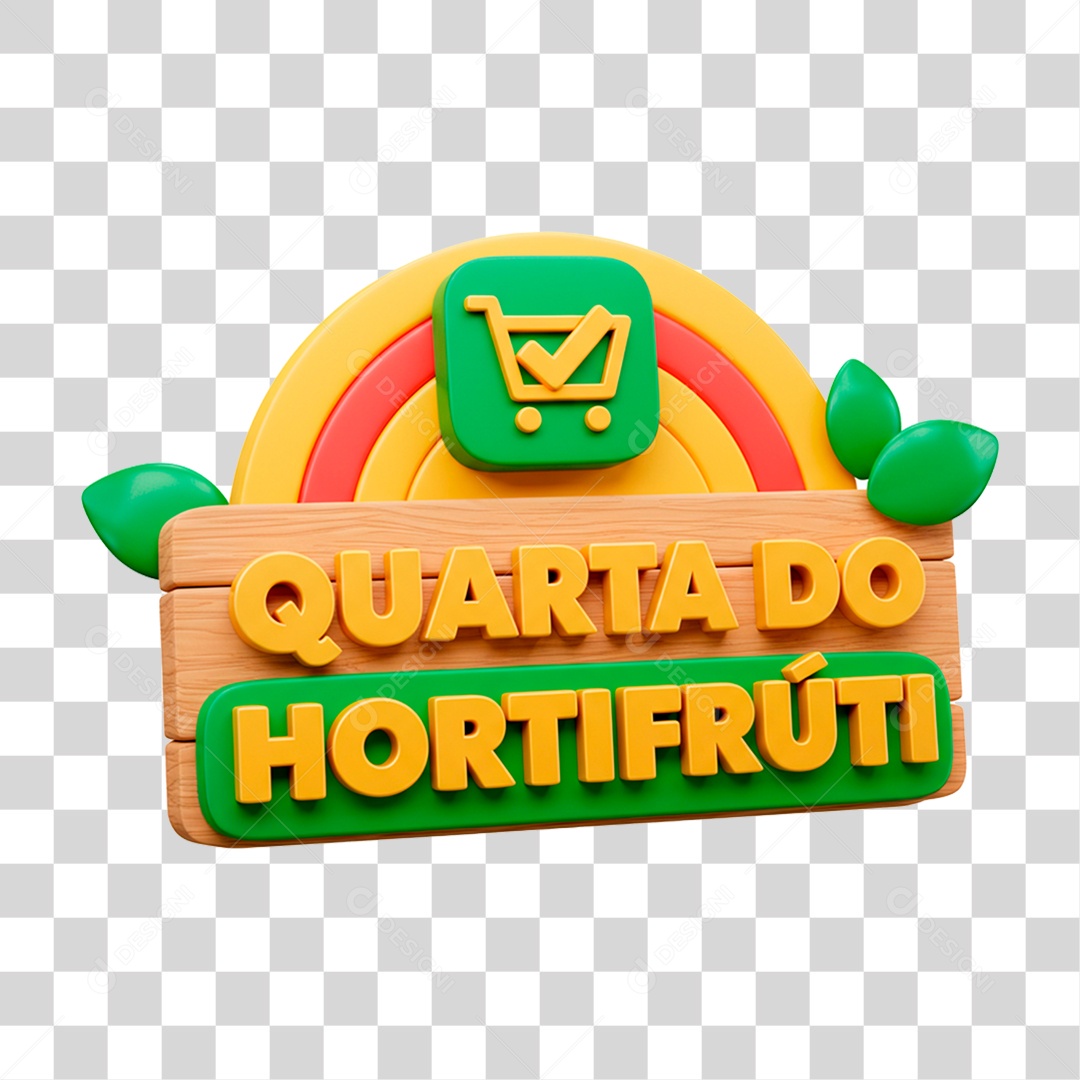 Selo 3D Quarta do Hortifrúti PNG Transparente