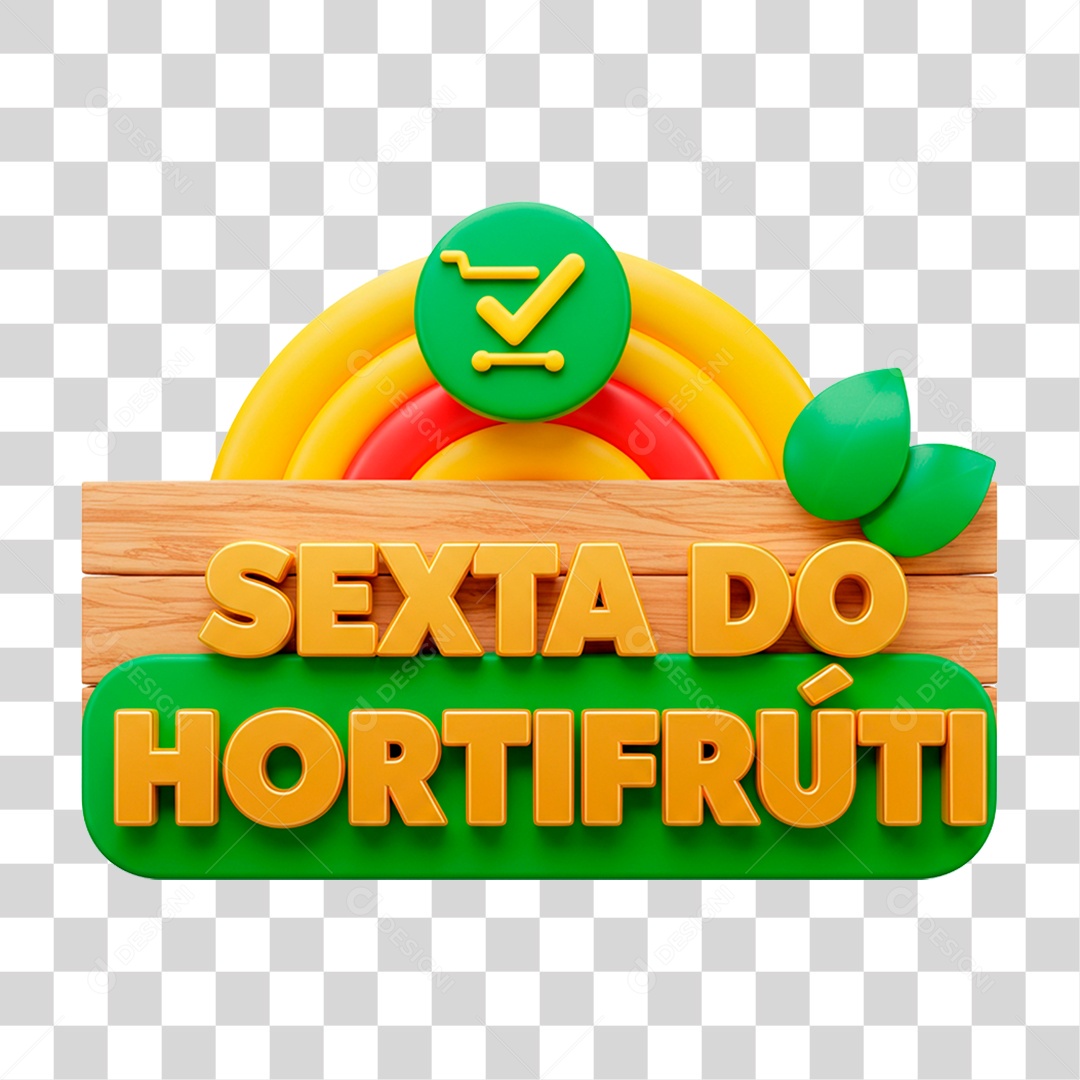 Selo 3D Sexta do Hortifrúti PNG Transparente