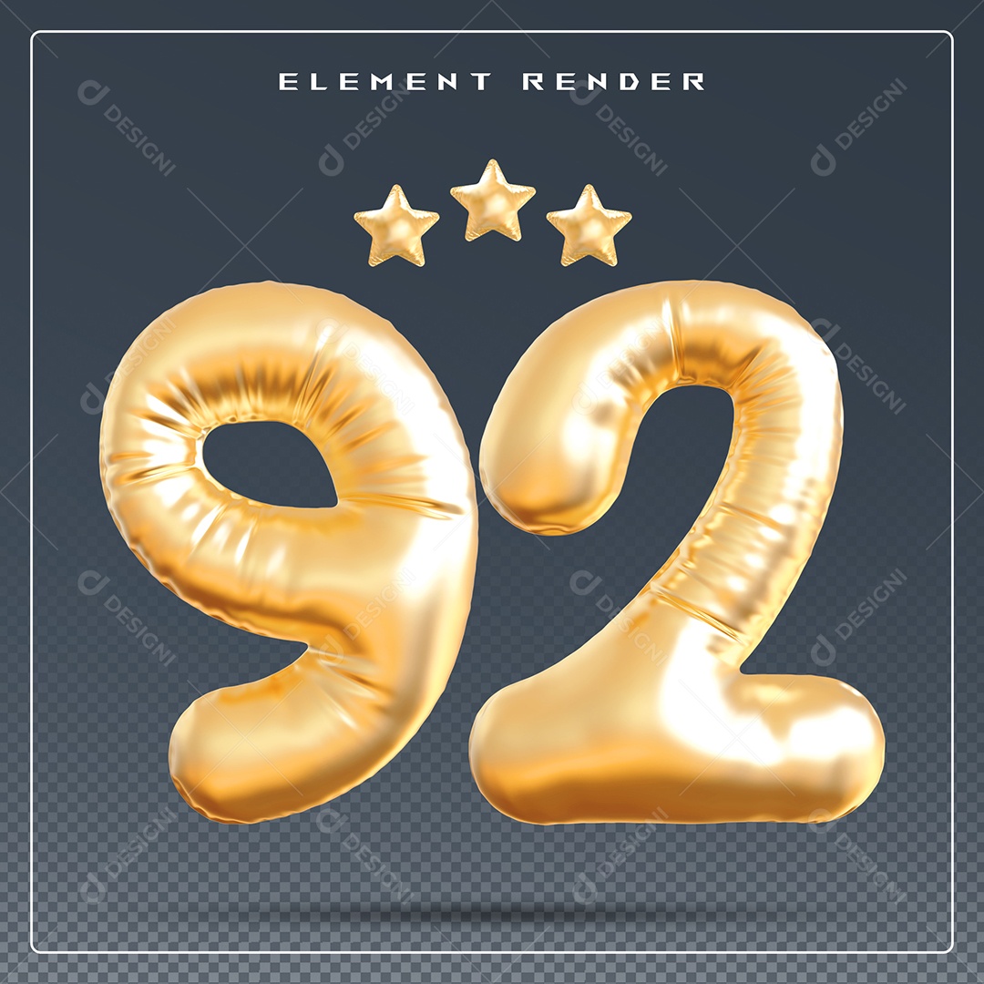 Elemento 3D Número 45 Dourado para Composição PSD